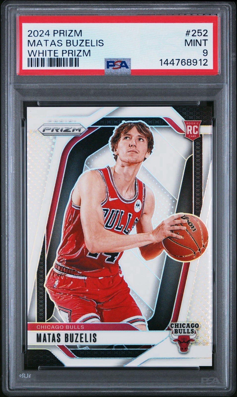 Matas Buzelis RC 2024 Panini Prizm #252 White Prizm /175 PSA 9 Mint