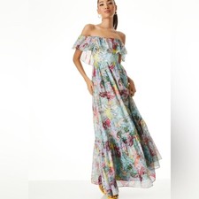 ALICE + OLIVIA X Lola Schnabel Tempie Ruffle Off Shoulder Maxi Dress NWT Size 0