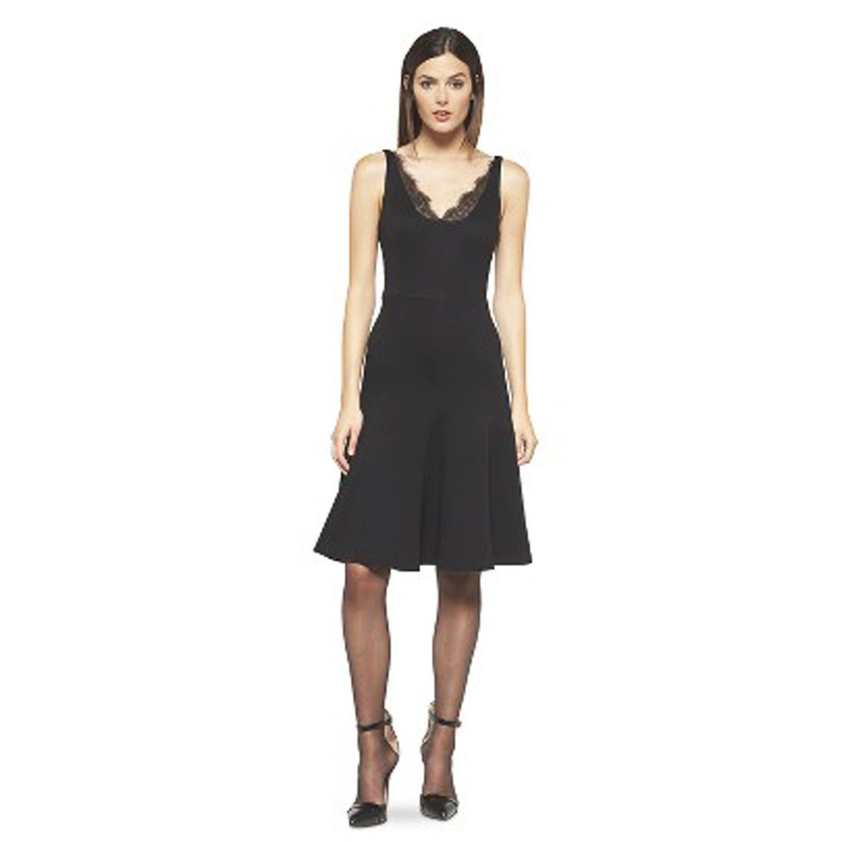 lace trim ponte dress Penny Dress in Black Ponte XS main image 1