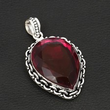 Garnet Gemstone Ethnic Handmade Pendant Jewelry For Unisex 2.32