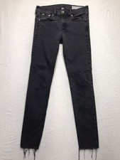 RAG & BONE Jean Women 28x27 Skinny Ankle Black Raw Hem Stretch USA Made