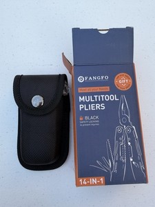 FANGFO 14-in-1 Multitool Pliers Black Safety Locking w/ Nylon Belt Pouch