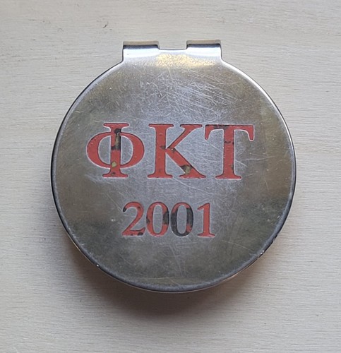 Phi Kappa Tau 2001 Money Clip Round Silver Tone Made By Barlow USA Hard To Find
