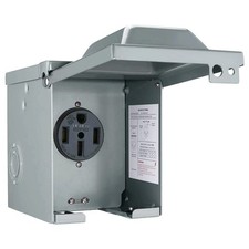 50 Amp 125/250 Volt RV Power Outlet Box, Enclosed Lockable Weatherproof NEMA ...