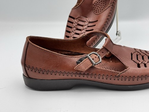Dexter USA Walkmocs Damen 11 braune Mary Jane bequeme Lederschuhe T-Riemen Y2k - Bild 16 von 17