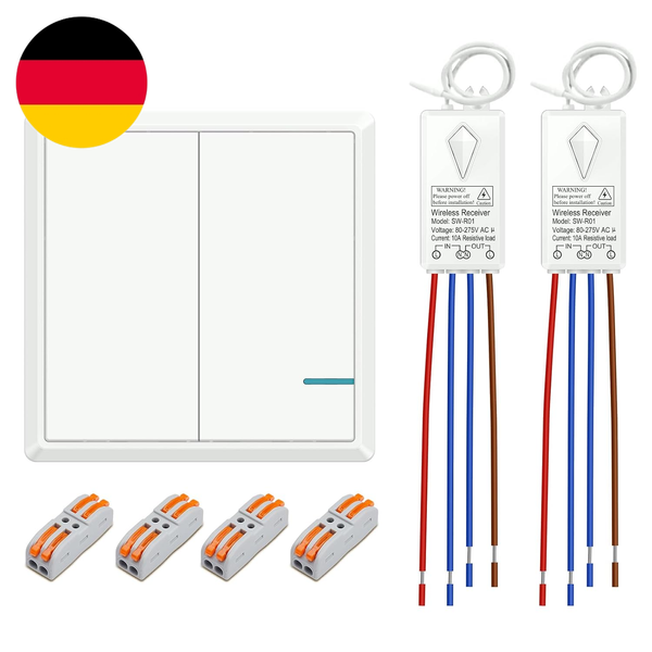 Funk Lichtschalter Set 230V, Thinkbee 2-Kanal-Funkschalter Mit 2 EmpfäNgern | 2-image