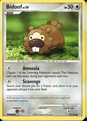 Bidoof 70/130 Common DP Diamant Perle Base Pokemon Pokemon