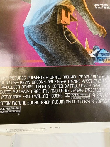 Póster de la película 1984 Footloose original enrollado sin usar NSS 27x41 Kevin Bacon clásico - Imagen 3 de 11