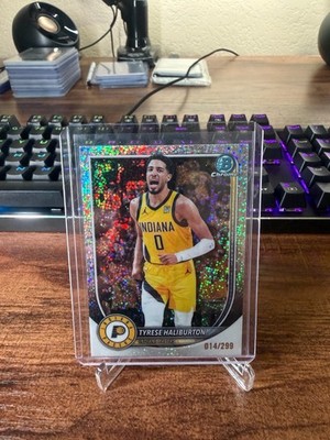 Tyrese Haliburton 2025-26 Bowman Basketball Chrome Speckle /299 #BCV-77 Pacers