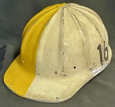 Vintage SUPERLITE Fibre Metal Vintage Aluminum Hard Hat Front Brim White Yellow