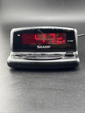 Small Alarm Clock Sharp SPC026A Digital LED Snooze Battery Backup Black Tested  