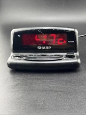 Small Alarm Clock Sharp SPC026A Digital LED Snooze Battery Backup Black Tested📦