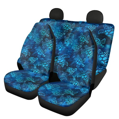 #ad FUSURIRE Blue Turtle Car Seat Covers 4 Pcs Full Set Watercolor Turtle Vehicl... $68.96