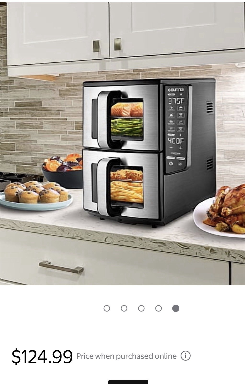 Gourmia GAF1190 11QT Dual Basket Air Fryer–Double Decker 8 Presets, LRG Capacity