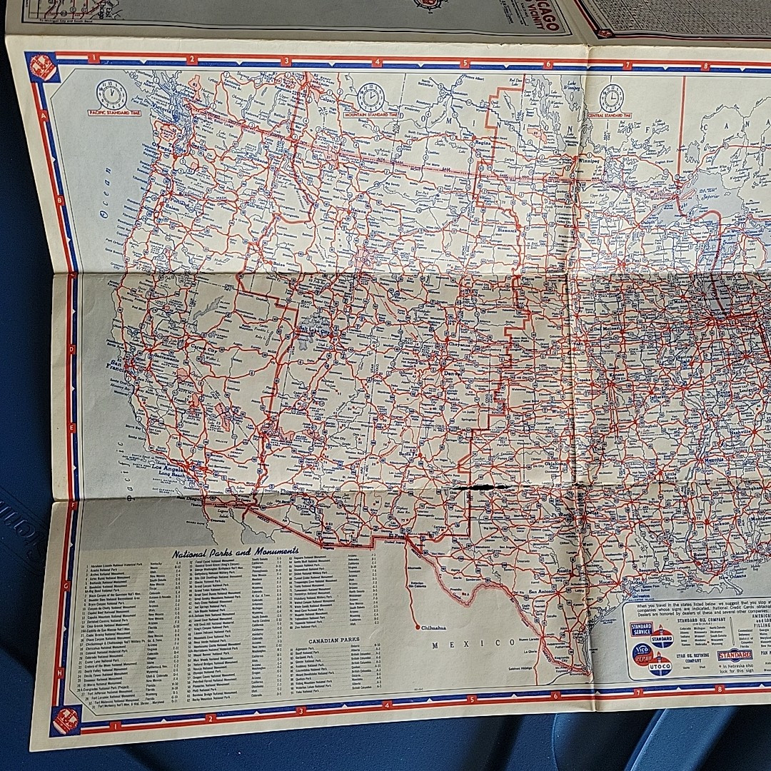 Vintage 1940's Highway Map ILLINOIS Standard Oil Company HM Gousha Map FREE SHIP