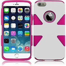 GSA Dynamic Slim Dual Hybrid Case for iPhone 6 Plus/6s Plus - White/Hot Pink