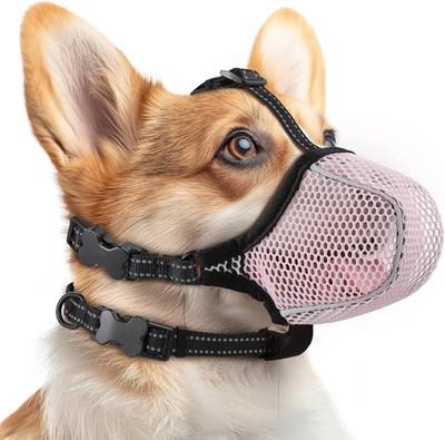 Soft Mesh Dog Muzzle   Adjustable, Breathable & Reflective | Small to Large Dogs