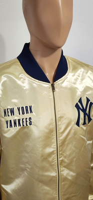 ジャケット・アウター Mitchell&ness Yankees stadium jacket New York Yankees Mitchell & Ness Gold Satin Full Zip Stadium