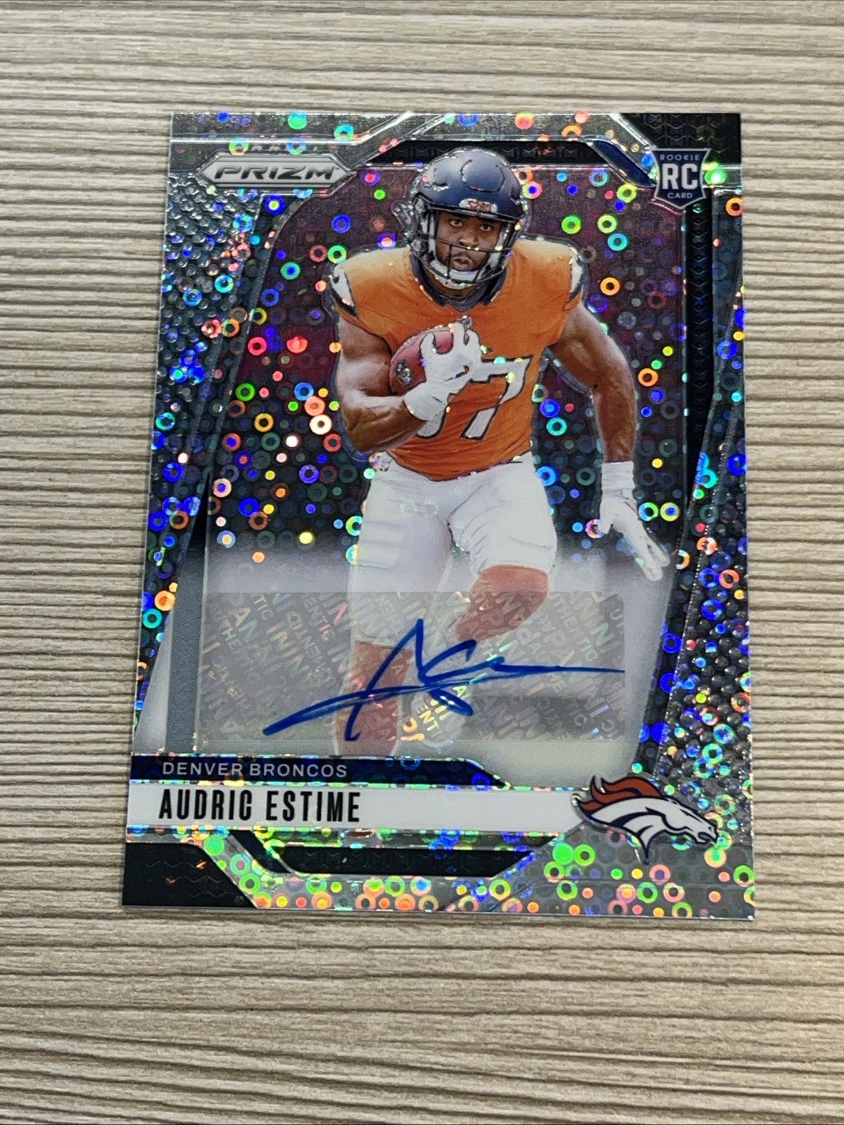Audric Estime 2024 Panini Prizm Silver No Huddle Rookie Auto #306
