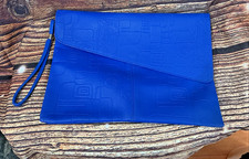 Vintage Pacific Connections Wristlet Bag Envelope Clutch Blue Snap 80's