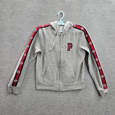 Victoria's Secret PINK Women Hoodie S Gray P Logo On Chest Embroidery Varsity