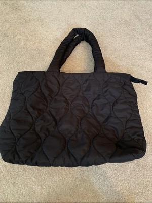 Puffy Hobo Style Bag Purse Large Capacity Black Nylon