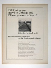 Bill Quinn Burlington Railroad Chicago Vintage Ad 1967 Train Tracks Travel