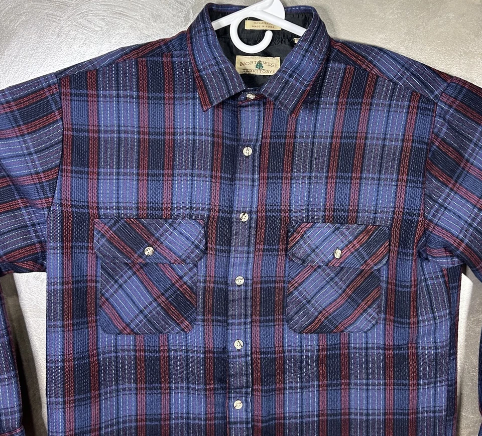 Northwest Territory Flannel Shirt Large Plaid Vintage 90s Button Up EUC - Image 3 of 4