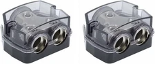 2 Way Power Distribution Block, 0/2/4 AWG Gauge in, 1x0+2x0 2Way 2Pack 
