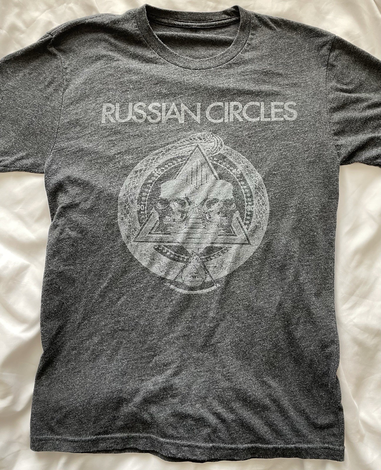 Russian Circles Band T Shirt Grey Skull Graphic Post Rock Metal Tee Size Small