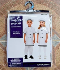 Sous Chef Costume 2-PC Chef Coat & Hat Kid's Size L (12-14) Unisex Halloween NEW