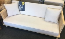 Rattan Click Clack Cream / White Fabric Sofabed (Ref A) - CS SA6