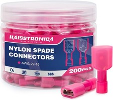 Nylon Spade Connectors 200PCS 22-16 AWG Insulated Male Female Quick Disconnect