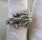 VINTAGE 1970-80'S STERLING SILVER WINGED DRAGON RING, SZ. 6 - ANTIQUE SHOP STOCK