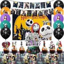 Nightmare Before Christmas Party Decoration Birthday Balloon Backdrop Tablecloth