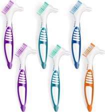 TaShow 6 Pcs Denture Brush Set for False Teeth, Denture Toothbrushes with Double