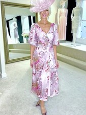 Couture Club MOTB Size 12 Pink Floral Dress (inc fabric to add to a  headpiece) 