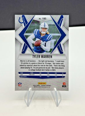 2025 Panini Phoenix Tyler Warren Rookie #185 Silver Hyper Prizm
