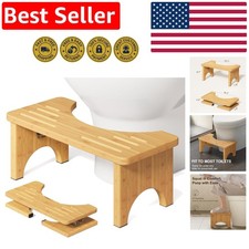 Foldable Bamboo Toilet Stool for Adults - Natural Squatting Comfort, 7 Inches
