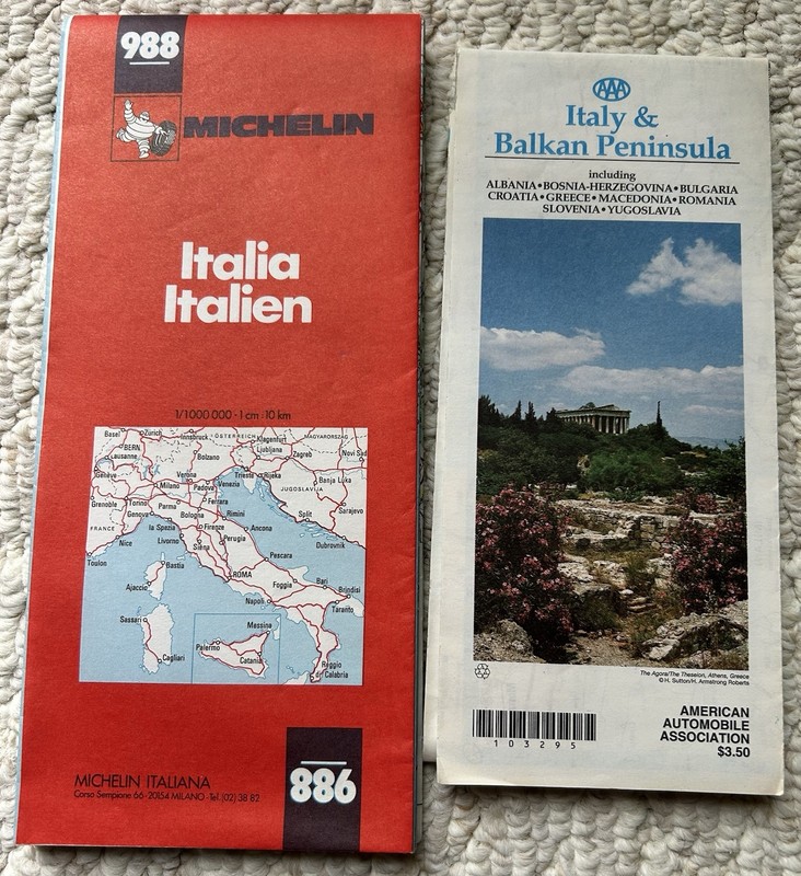 Maps: Michelin Italy 1983 (Italian) & AAA Italy & Balkan Peninsula (English)1996