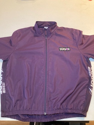 Vintage Sugoi Windbreaker Cycling Jacket L Purple Full Zip Mock Neck Outdoor - Picture 3 of 4