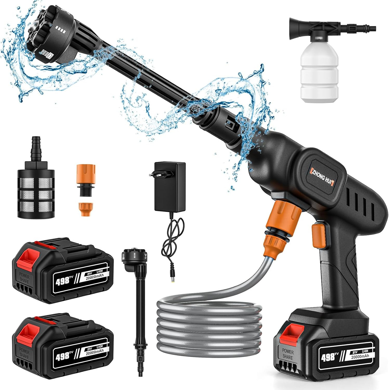 Idropulitrice Car Wash Batteria 60 Bar: Kit Lavaggio Auto Portatile