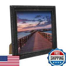 CVHOMEDECO. 8x8 Rustic Solid Wood Picture Frame High-Definition Glass Distressed