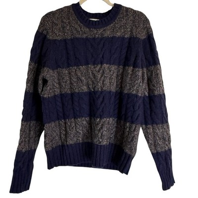 Neiman Marcus Super Yak Wool Sweater Mens Size Large Gray & Navy Blue EUC