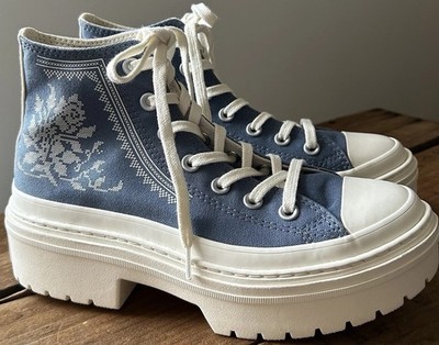 Converse Chuck Taylor Lugged Heel Hi Platform Sneaker Floral Patchwork Design 7W