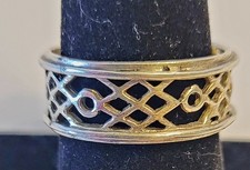 Vintage, Sterling Silver Filigree Ring, Wedding Band Style, Size 9