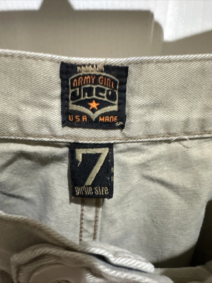 Rare JNCO Denim Army Girl Wide Leg Chino Tan Pants Girlie Size 7 Made In USA - Image 3 of 4