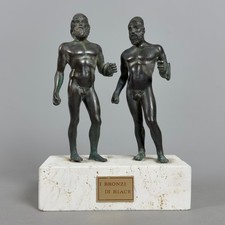 Scultura Bronzi Di Riace Bronzo Base Marmo Statua Collezione Vintage Xx Sec.