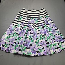Talbots Women's Striped/ Floral Print Skirt Side Zipper Size 4