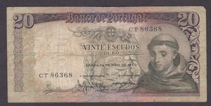 [CIR, No Tears or Holes] 1964 Portugal 20 Escudos CT86368 [0215]